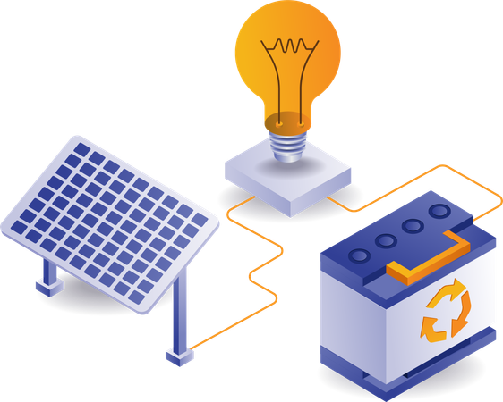 Batería del panel solar  Illustration