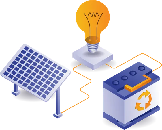 Batería del panel solar  Illustration