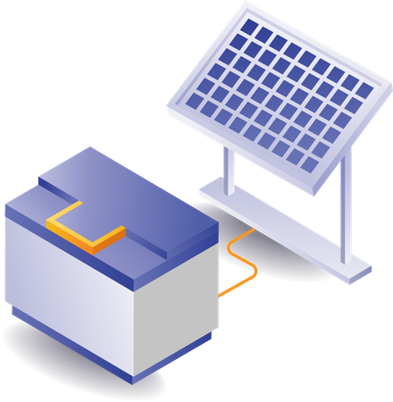 Baterias que armazenam energia do painel solar  Ilustração