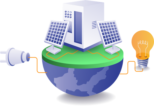 Baterías de almacenamiento de energía de paneles solares.  Ilustración