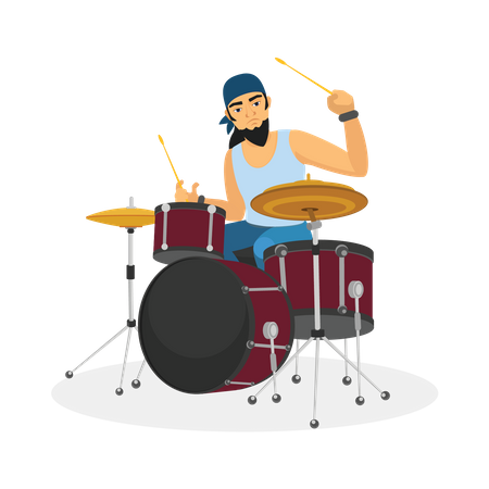 Baterista da banda  Ilustração