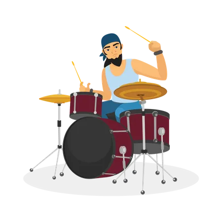 Baterista da banda  Ilustração