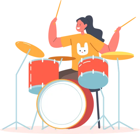 El baterista tocando en un concierto de música  Ilustración