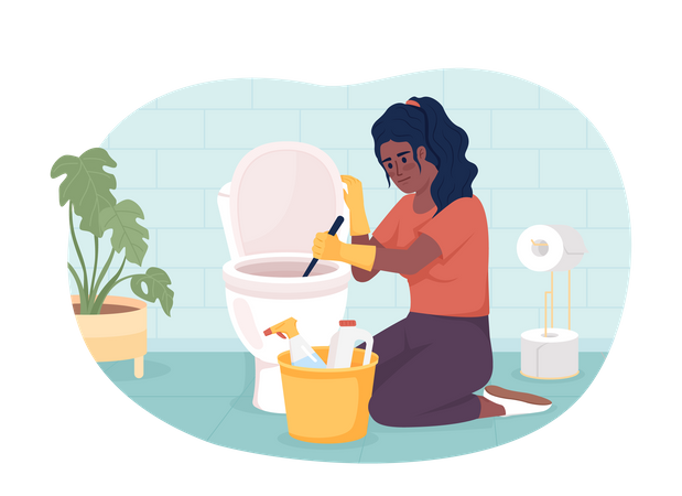 Bathroom cleaning chore  Illustration