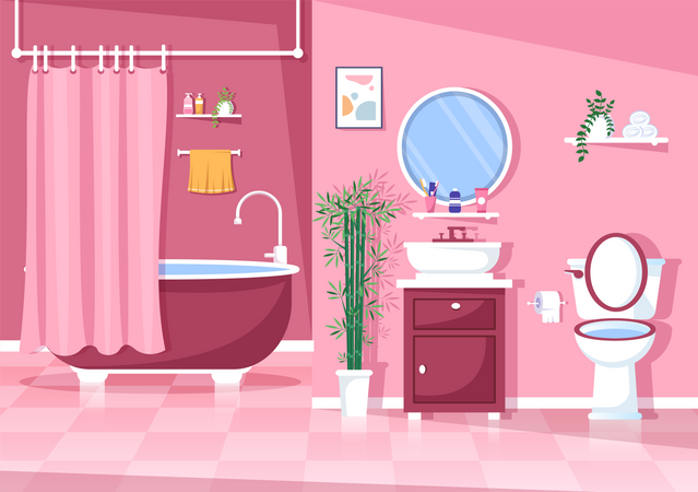 Bathroom Furniture Interior  Illustration