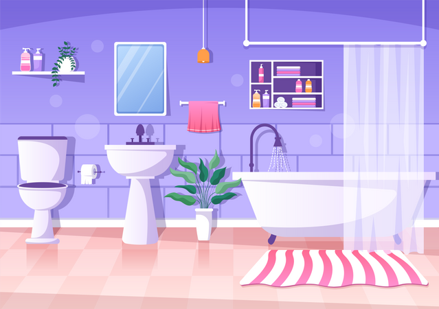 Bathroom Furniture Interior  Illustration