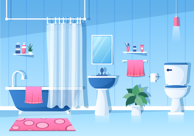 Bathroom Furniture Interior  Illustration