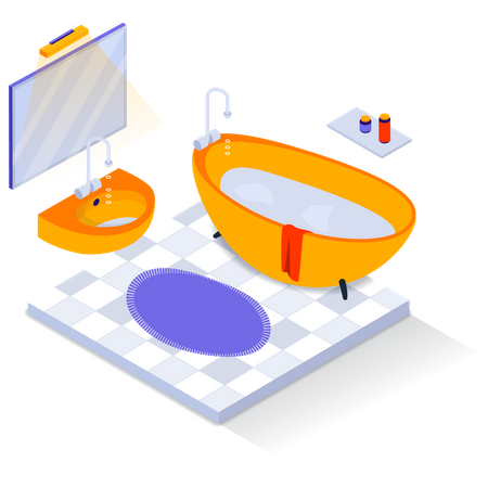 Bathroom with jacuzzi tub Illustration