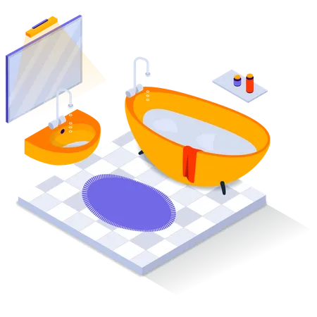 Bathroom with jacuzzi tub  Illustration