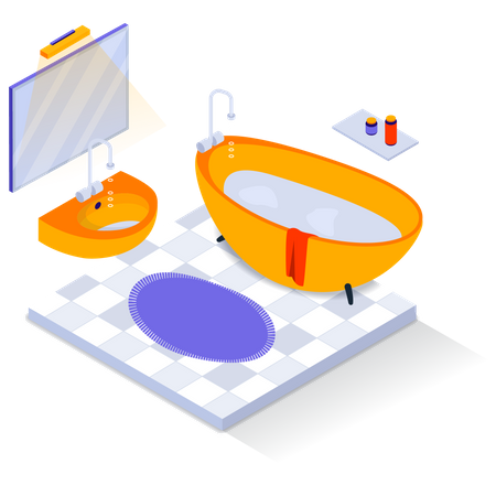 Bathroom with jacuzzi tub  Illustration