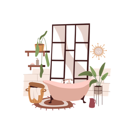 Bathroom with relaxing bath  Illustration