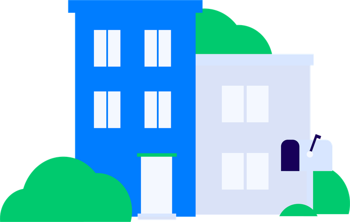 Immeuble avec boîte aux lettres à l'extérieur  Illustration
