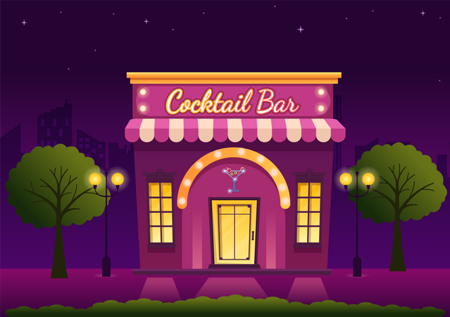 Bâtiment de bar à cocktails  Illustration
