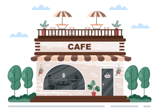 Bâtiment de café  Illustration
