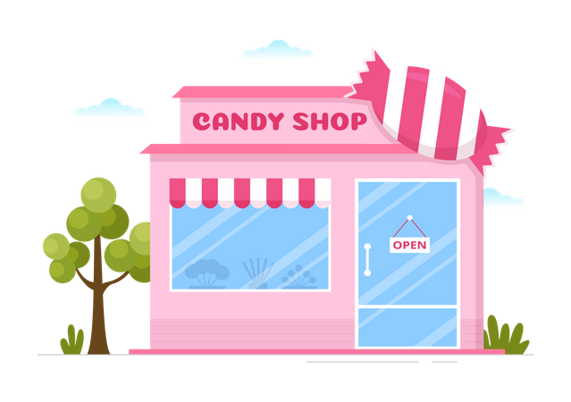 Bâtiment de magasin de bonbons  Illustration