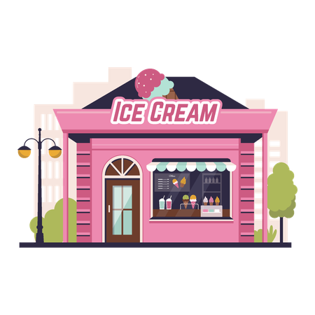Bâtiment de magasin de crème glacée  Illustration