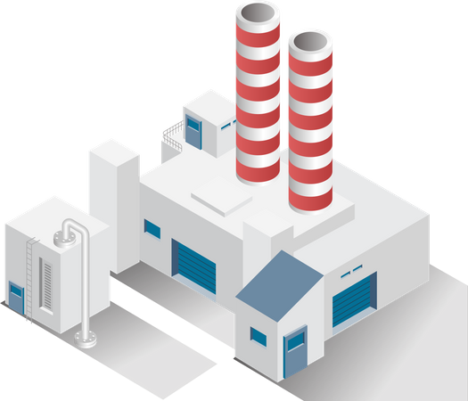 Bâtiment d'usine avec cheminée  Illustration