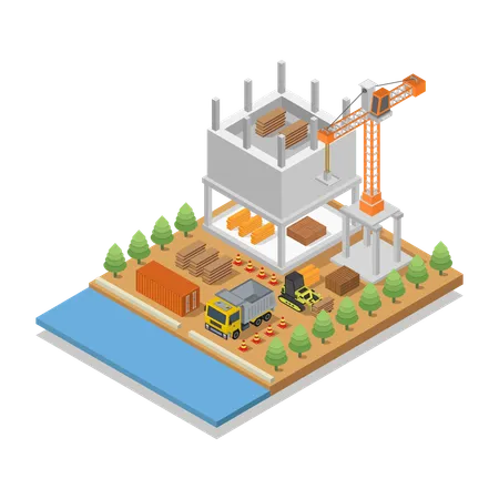 Bâtiment en construction  Illustration