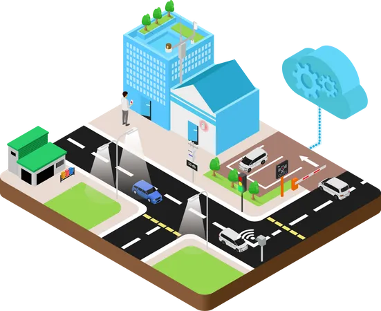 Immeuble intelligent avec parking  Illustration