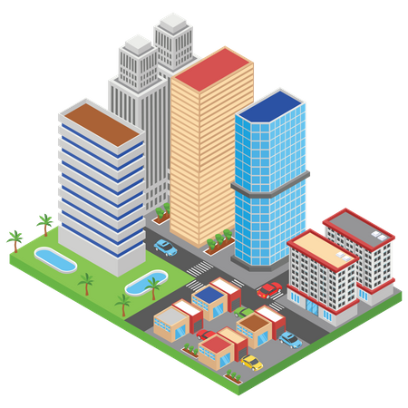 Bâtiments de la ville et gratte-ciel  Illustration