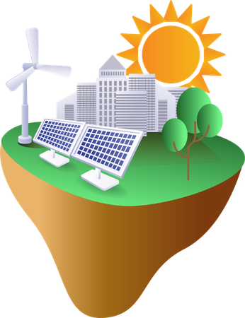 Bâtiments urbains écologiques utilisant l'énergie électrique de la nature  Illustration