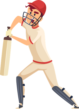 Batsman Hitting Ball  Illustration
