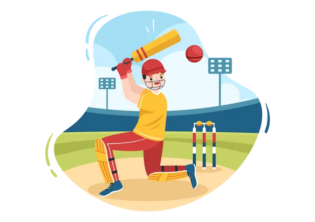Batsman Playing Cricket Illustration