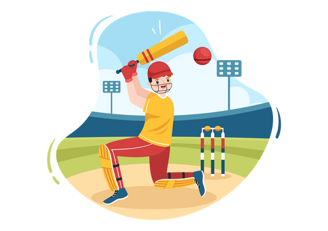 Batsman Playing Cricket  Illustration