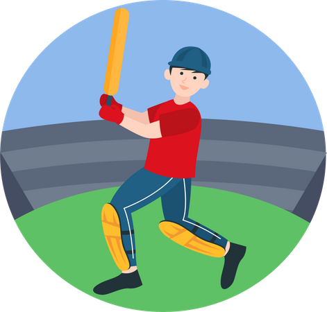 Batsman Playing Cricket  Illustration