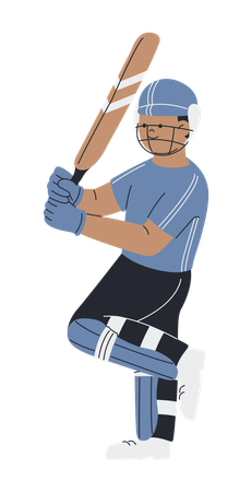 Batsman Playing Cricket Sport  Illustration