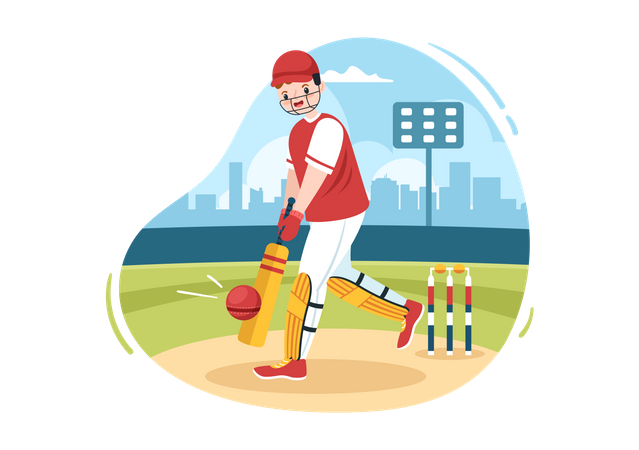 Batsman Playing Cricket Sports Illustration  Illustration