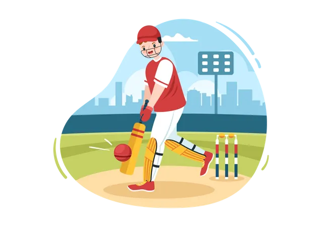 Batsman Playing Cricket Sports Illustration Illustration