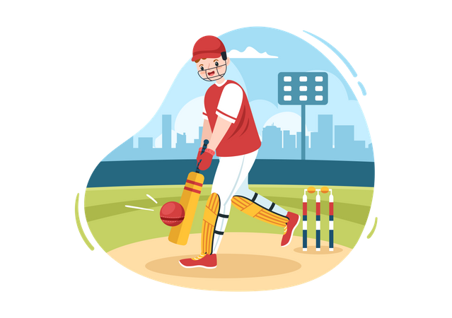 Batsman Playing Cricket Sports Illustration  Illustration
