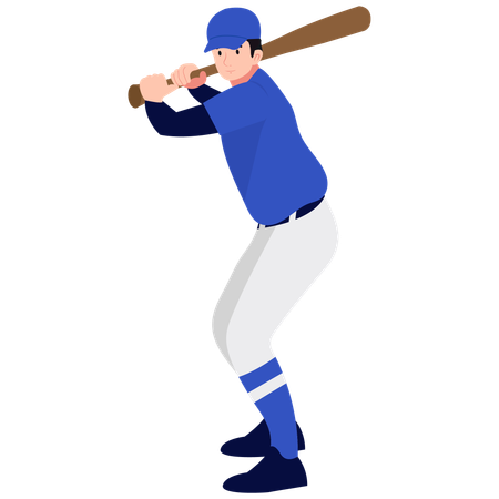 Batter Holding Bat Pose  Illustration