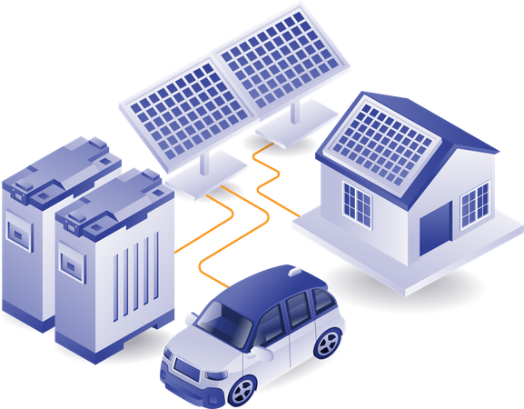 Batterie de stockage d'énergie à grand panneau solaire Eco green pour la vie à la maison  Illustration