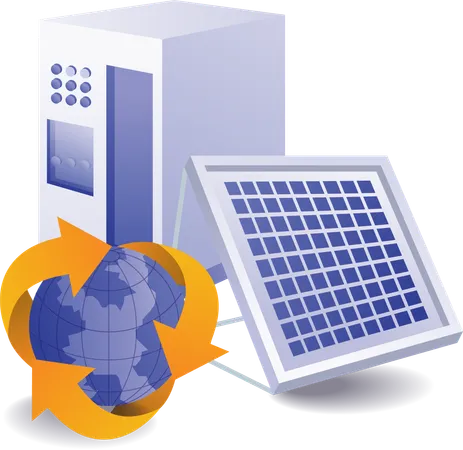 Batterie écologique pour stocker l'énergie électrique des panneaux solaires  Illustration