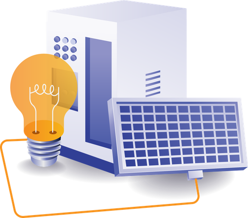 Batterie de stockage d'énergie de panneau solaire d'ampoule électrique  Illustration