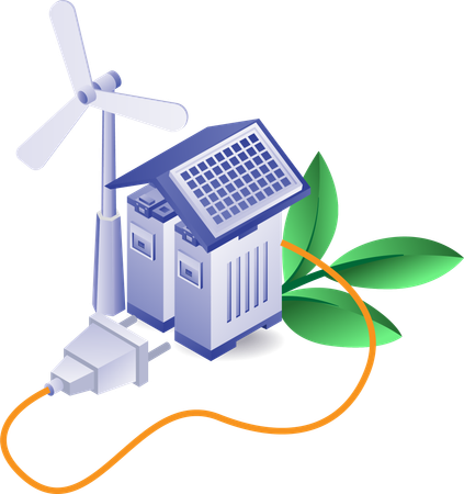 Batteries de stockage d'énergie solaire et éoliennes  Illustration