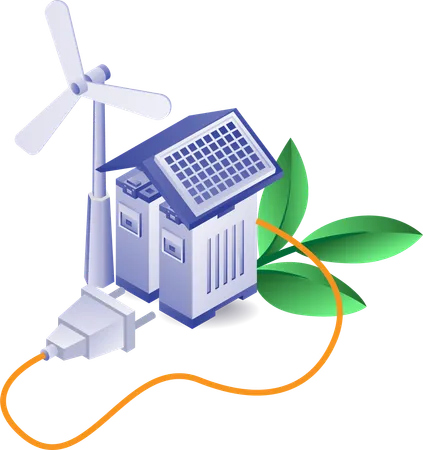 Batteries de stockage d'énergie solaire et éoliennes  Illustration