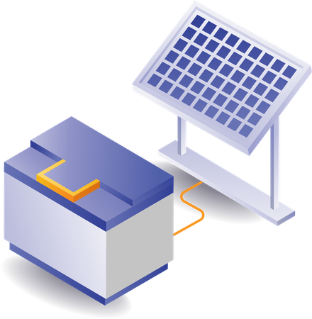 Batteries storing solar panel energy  イラスト