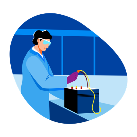 Battery engineer working on battery  Illustration