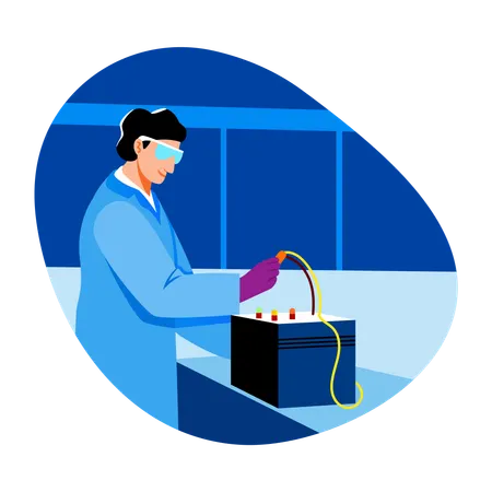 Battery engineer working on battery  Illustration