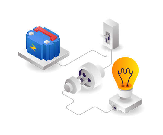 Battery powered circuit with switch and bulb  Illustration