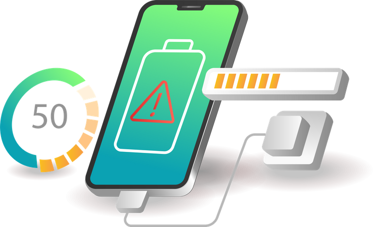 Battery warning in case  Illustration