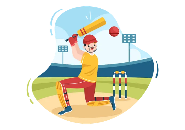 Batteur jouant au cricket  Illustration