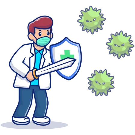 Battle with coronavirus  Illustration