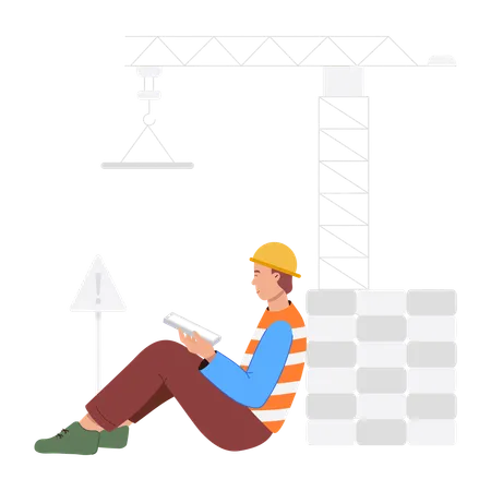 Bauarbeiter auf einer Baustelle  Illustration