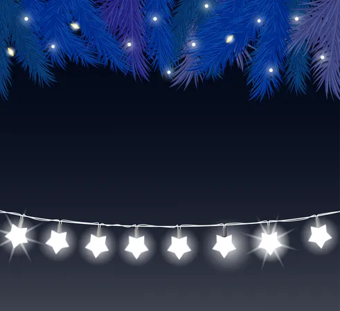 Baubles And Shining Stars Garlands  Illustration