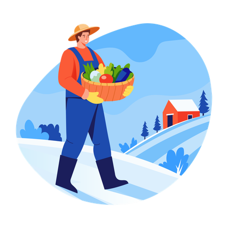 Bauer mit Gemüsekorb  Illustration