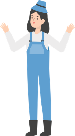 Bäuerin mit weit geöffneten Armen  Illustration